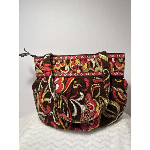 Vera Bradley Puccini Brown Floral (retired) Shoulder Bucket Bag - Picture 1 of 7
